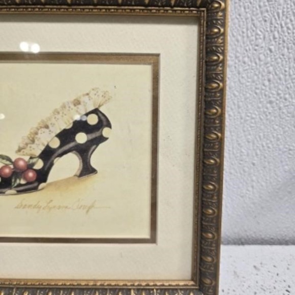 Art Print of Painting Victorian Shoe by Sandy Clough Matted Framed 7.75 x 8.75 - Picture 5 of 8